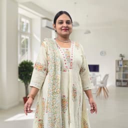 SRIIVA Women Pure Cotton Anarkali Kurta Pant Dupatta Set (White) - Thumbnail 4