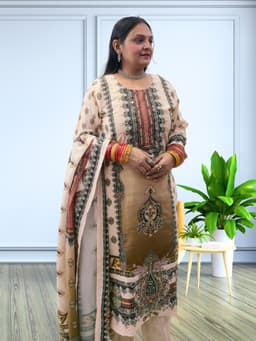 SRIIVA Women Muslin, Pure Cotton Kurta Pant Dupatta Set - Thumbnail 4