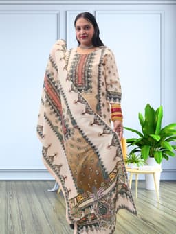 SRIIVA Women Muslin, Pure Cotton Kurta Pant Dupatta Set - Thumbnail 2