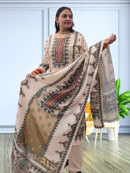 SRIIVA Women Muslin, Pure Cotton Kurta Pant Dupatta Set - Thumbnail 3