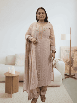 SRIIVA Women Georgette Kurta Pant Dupatta Set - Thumbnail 4