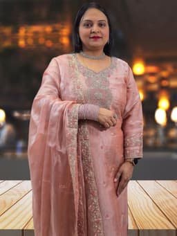 SRIIVA Women Silk Blend Kurta Pant Dupatta Set - Thumbnail 2