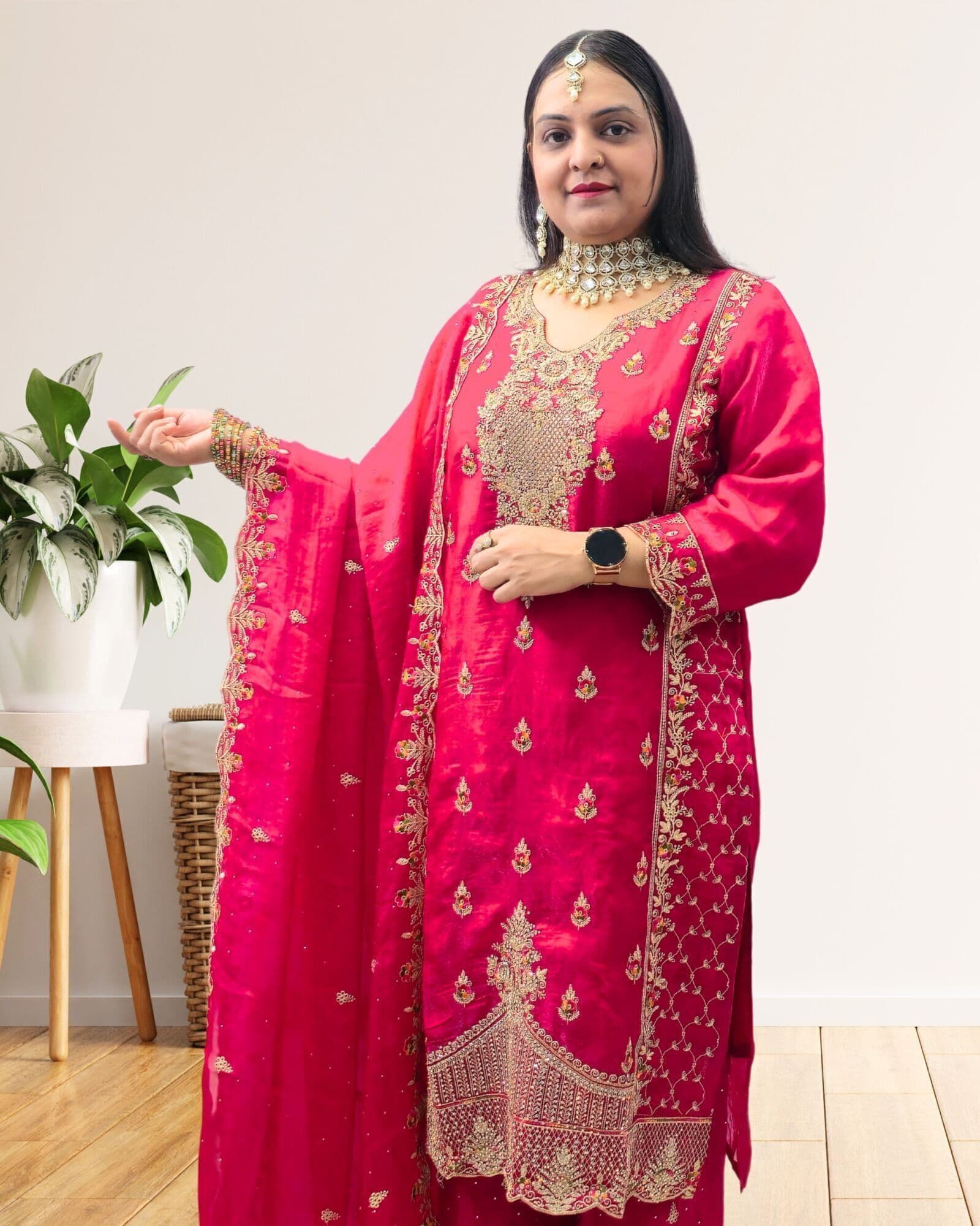 SRIIVA Women Silk Blend Kurta Palazzo Dupatta Set - Main View